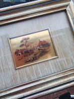 Zeldzaam 60's Italiaanse echte 24kt goud schilderijtje, Antiek en Kunst, Kunst | Tekeningen en Foto's, Ophalen of Verzenden