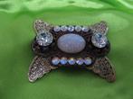 Mooie broche met steen en ovale opaal vlinder vleugel vorm, Sieraden, Tassen en Uiterlijk, Broches, 4 tot 7 cm, Verzenden, Zo goed als nieuw