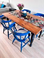 4 Blauwe Eetkamerstoelen 5€/chair, Huis en Inrichting, Stoelen, Ophalen, Gebruikt, Blauw, Vier