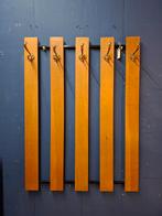 Vintage wandkapstok teak kapstok messing haken jaren 60 70, Huis en Inrichting, Woonaccessoires | Kapstokken, ..., Zo goed als nieuw