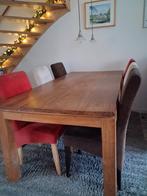 Teak tafel 200x98 cm + 6 stoelen, Ophalen, 4 tot 6 stoelen