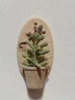 Keramische beige muurpot met hagedis en plant, Ophalen, Nieuw, Decoratie