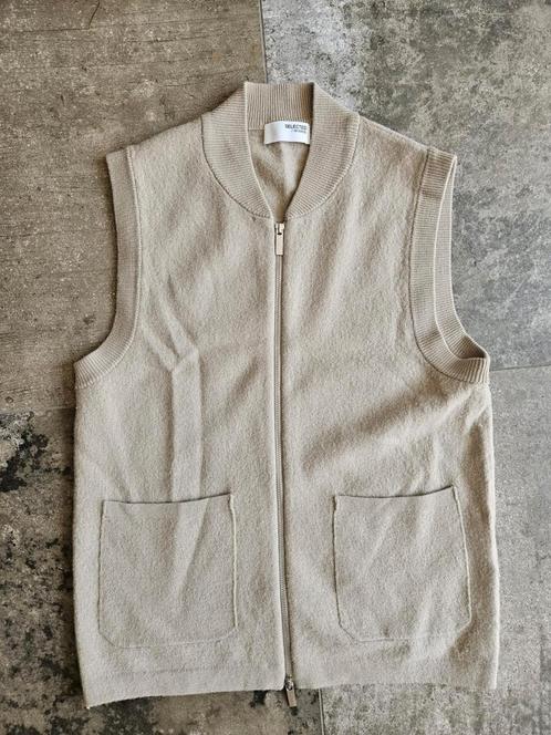 SELECTED HOMME mouwloos vestje - Kleur beige - Maat M, Kleding | Heren, Truien en Vesten, Zo goed als nieuw, Beige, Ophalen of Verzenden