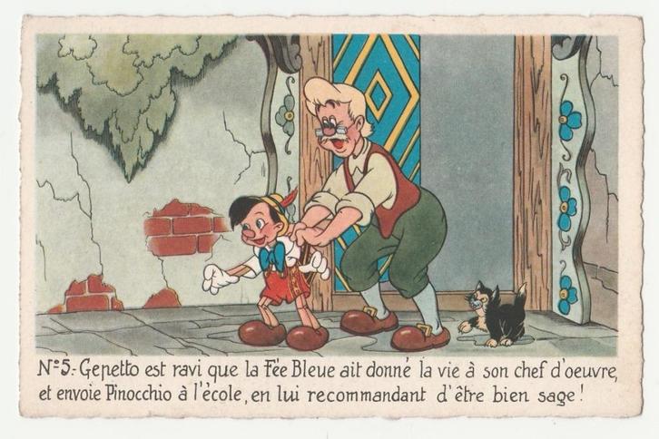 Disney.  Pinokkio., Verzamelen, Ansichtkaarten | Themakaarten, Ongelopen, 1940 tot 1960, Overige thema's, Verzenden
