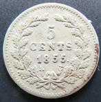 5 CENT 1855, Koning Willem III, Verzenden, Zilver, Losse munt