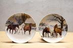 wandbord 2x  Spode  paarden in de sneeuw kerst  als nieuw, Ophalen of Verzenden