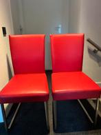 Te koop 2 rood leren stoelen, Huis en Inrichting, Stoelen, Ophalen, Twee, Zo goed als nieuw, Leer