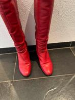 Hoge rode leren laarzen, Ophalen, Zo goed als nieuw, Rood, Hoge laarzen