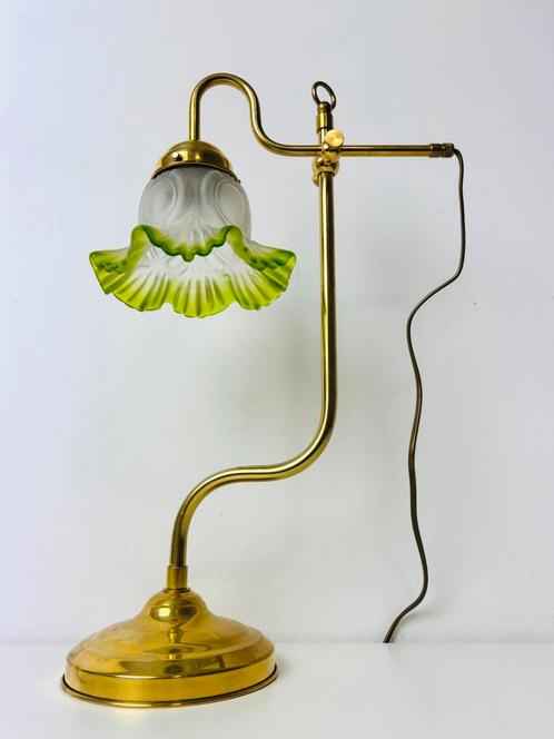 Franse lotus messing Tafellamp art nouveau art deco, Huis en Inrichting, Lampen | Tafellampen, Gebruikt, Minder dan 50 cm, Ophalen of Verzenden