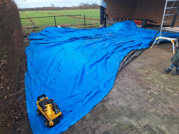 Groot Ivana zeil, 8x10 meter, blauw/groen, Doe-het-zelf en Verbouw, Zeil en Folie, Zeil, 15 m² of meer, Ophalen