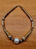 STRASS EN PAREL HALS KETTING, Sieraden, Tassen en Uiterlijk, Overige materialen, Ophalen of Verzenden, Zo goed als nieuw, Goud
