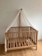 Ledikant eiken Linea Leander met hemeltje en bedomrander, Kinderen en Baby's, Ophalen, Zo goed als nieuw, Ledikant
