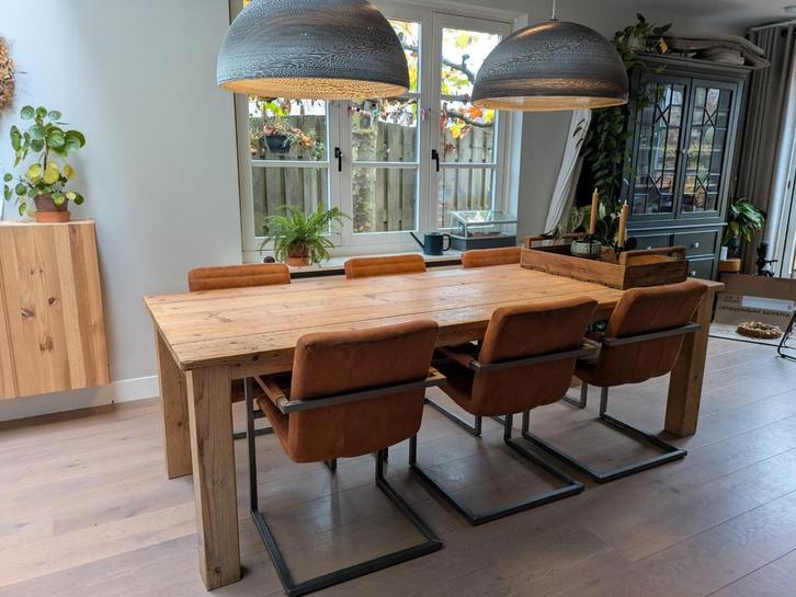Eetkamer set met eettafel en 6 stoelen, Huis en Inrichting, Tafels | Eettafels, Gebruikt, 50 tot 100 cm, 200 cm of meer, Vijf personen of meer