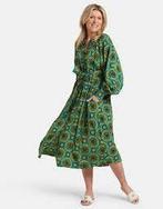 Lonneke nooteboom maxi dress xs s valt groot groen, Verzenden, Zo goed als nieuw, Maat 34 (XS) of kleiner, Onder de knie
