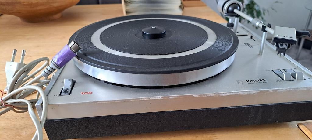 philips platenspeler  zilver   zwart, Audio, Tv en Foto, Platenspelers, Ophalen, Gebruikt, Platenspeler, Philips