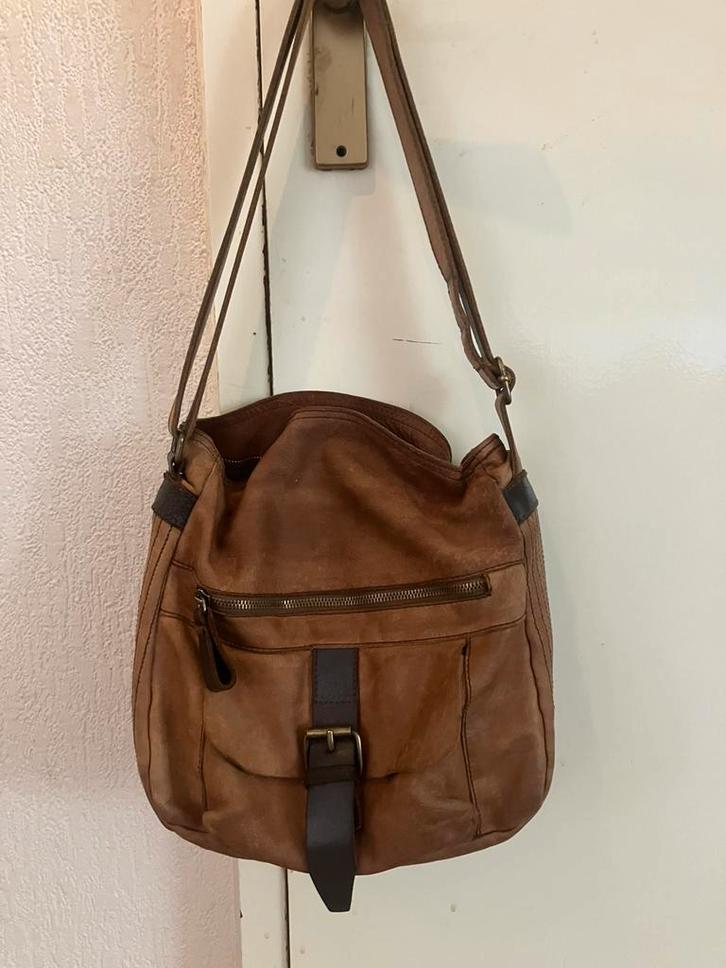 Schoudertas, leer, Spaans, merk Cuirots, Sieraden, Tassen en Uiterlijk, Tassen | Schoudertassen, Gebruikt, Overige merken, Bruin