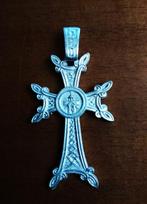 Groot dubbelzijdig zilveren kruis, Sieraden, Tassen en Uiterlijk, Kettinghangers, Verzenden, Nieuw, Kruis of Symbool, Zilver