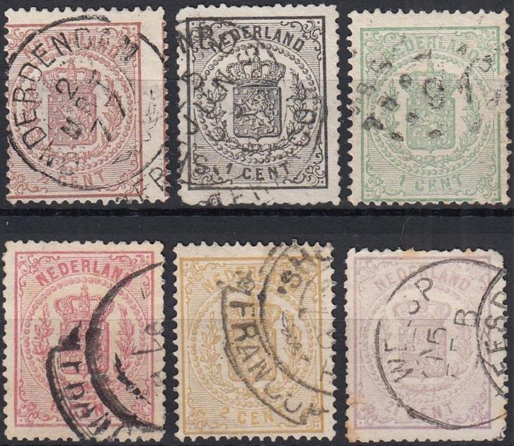 Nederland - 1869-1871 - Wapenzegels - NVPH-13 t/m 18, Postzegels en Munten, Postzegels | Nederland, Gestempeld, T/m 1940, Verzenden