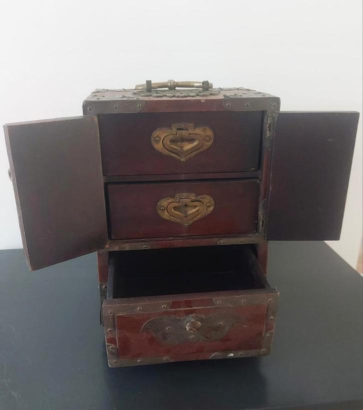 Antiek Houten Kabinetje met Lades, Antiek en Kunst, Antiek | Meubels | Kasten, Ophalen of Verzenden