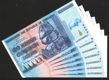 Zimbabwe 2008, 100 Quintriljoen Dollar (UNC) beschikbaar voor biedingen