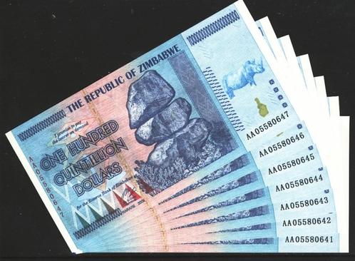 Zimbabwe 2008, 100 Quintriljoen Dollar (UNC), Postzegels en Munten, Bankbiljetten | Afrika, Los biljet, Zimbabwe, Verzenden