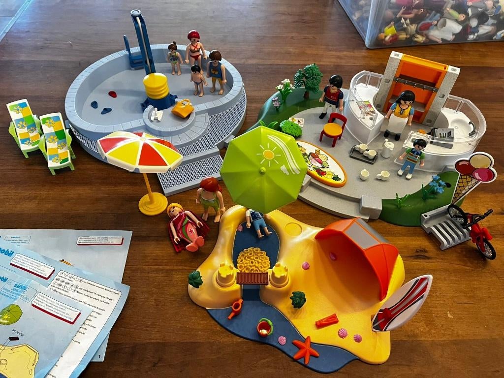 Playmobil 4149, 5964, 4134 – Strand, zwembad, IJssalon, Kinderen en Baby's, Speelgoed | Playmobil, Ophalen, Gebruikt, Complete set