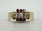 Gouden antieke ring met edelsteen robijn en diamant.2025/630, Sieraden, Tassen en Uiterlijk, Antieke sieraden, Ophalen of Verzenden