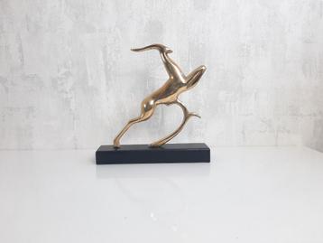 Vintage messing beeld hert, gestileerd dier, art deco stijl  beschikbaar voor biedingen