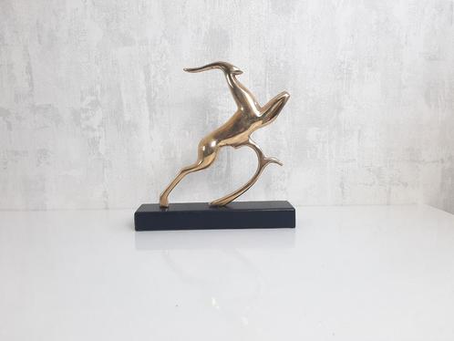Vintage messing beeld hert, gestileerd dier, art deco stijl, Antiek en Kunst, Kunst | Beelden en Houtsnijwerken, Verzenden