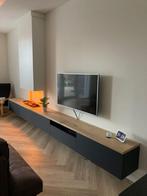 tv meubel inclusief elektrische haard, Landelijk modern, Nieuw, 200 cm of meer, Eikenhout
