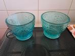 2 blauwe waxinelichtjes gebruikt, Huis en Inrichting, Ophalen, Zo goed als nieuw, Overige materialen, Minder dan 25 cm