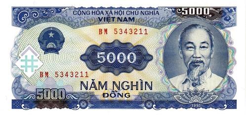 Vietnam - 5000 DONG 1991 UNC serie BM 5343211 -P#108, Postzegels en Munten, Bankbiljetten | Azië, Zuidoost-Azië, Verzenden