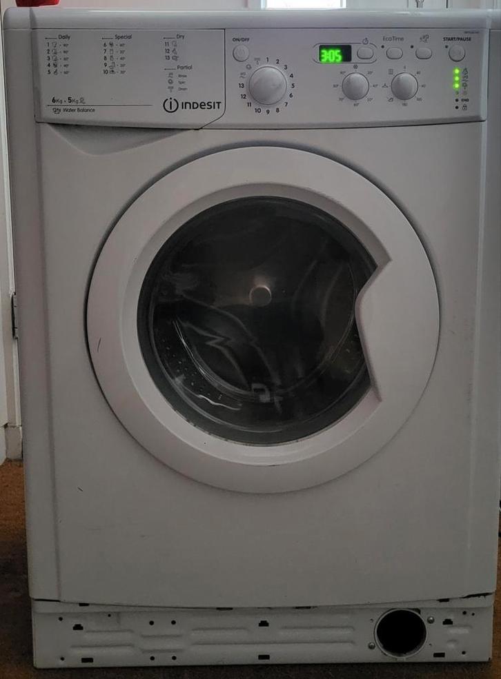 Indesit Was/Droog Combinatie 6kg/5kg – 1400 toeren, Witgoed en Apparatuur, Wasmachines, Gebruikt, Voorlader, 4 tot 6 kg, 85 tot 90 cm