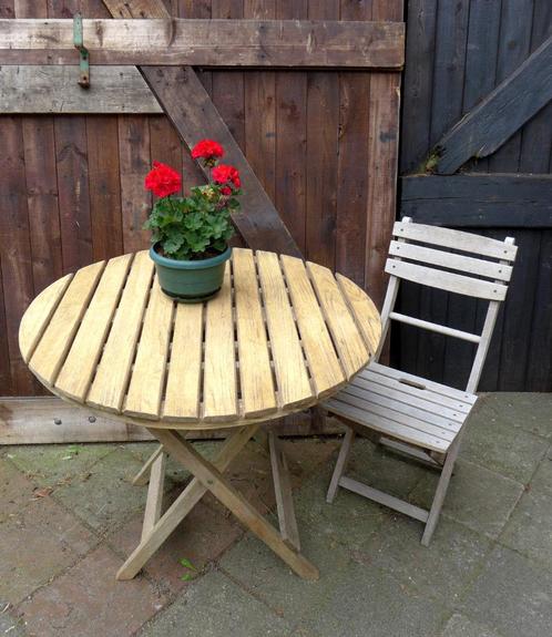 mooi rond teak terras tuintafeltje, Tuin en Terras, Tuintafels, Gebruikt, Rond, Hout, Ophalen