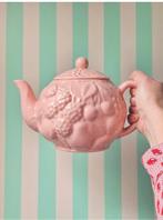 Vintage Barbotine Theepot Poederroze  genevieve lethu paris, Ophalen of Verzenden, Gebruikt