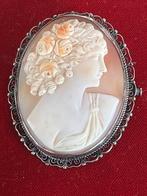 Zilveren Camee broche, 4 tot 7 cm, Gebruikt, Verzenden, Zilver