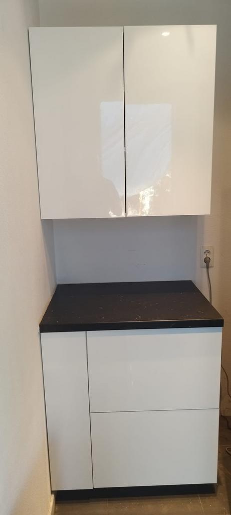 Moderne witte keukenopbergset/berging, strak design, Huis en Inrichting, Keuken | Complete keukens, Zo goed als nieuw, Wit, Ophalen
