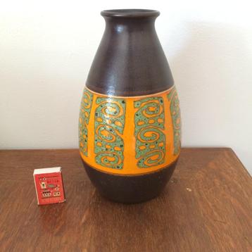 Dümler & Breiden West Germany oranje groen bruin tekens vaas beschikbaar voor biedingen