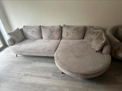 Hoekbank en fauteuil Nora, Huis en Inrichting, Banken | Bankstellen, Zo goed als nieuw, Hoekbank, Vierpersoons of meer, Stof, Ophalen