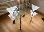 Design glazen trolly, Huis en Inrichting, Tafels | Bijzettafels, Glas, Strak design, Rechthoekig, 45 tot 60 cm