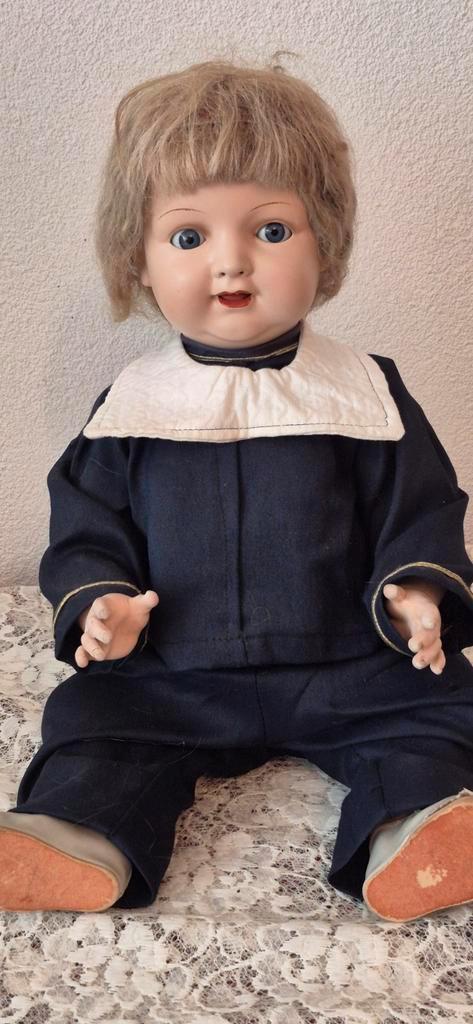 Antieke Porseleinen Pop - 58 cm, Verzamelen, Poppen, Gebruikt, Pop, Ophalen of Verzenden