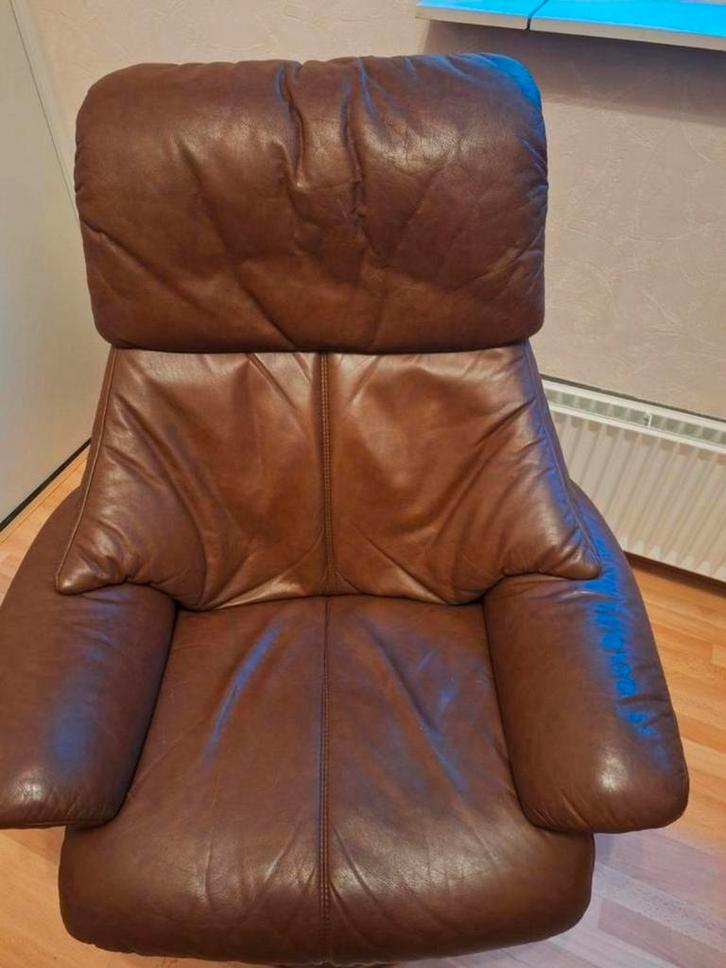 Cognac leren fauteuil - Heerlijke zit!, Huis en Inrichting, Fauteuils, Gebruikt, Leer, 50 tot 75 cm, 75 tot 100 cm, Ophalen