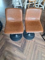 Barstoelen/ Barkrukken - 2 stuks - Bruin leder - Bronx71, Ophalen, 60 tot 90 cm, Zo goed als nieuw, Metaal
