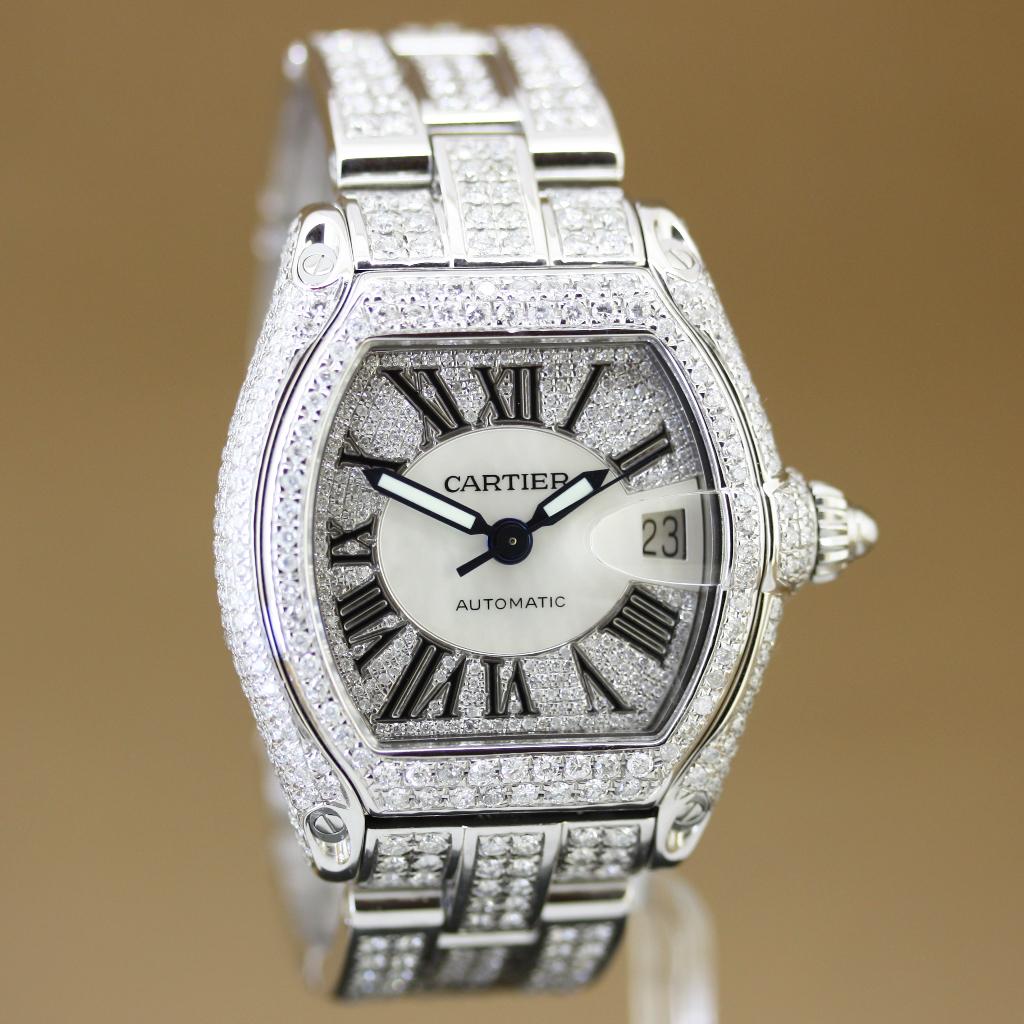 Cartier Roadster 2510 Staal Ice Out, Sieraden, Tassen en Uiterlijk, Horloges | Heren, Overige merken, Staal, Gebruikt, Staal