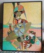 vrouw met kind en ..... 1990 - Gianto (Indonesisch), Antiek en Kunst, Kunst | Schilderijen | Klassiek, Ophalen