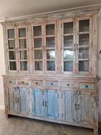 Stoere Ibiza Vitrinekast / buffetkast, Huis en Inrichting, Kasten | Buffetkasten, Ophalen, Gebruikt, 200 cm of meer, 25 tot 50 cm