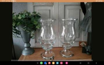 2 Prachtige set’s hand-made glazen vazen potten windlichten  beschikbaar voor biedingen