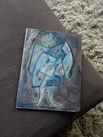 Abstract kunstwerk op hout gemaakt beschikbaar voor biedingen