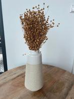 HEMA Ceramic Vase + Dried Flax Stems – Scandi Style, Huis en Inrichting, Woonaccessoires | Vazen, Overige kleuren, Aardewerk of Porselein
