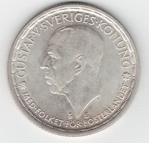 25-1248 Zweden 2 krone 1949, Postzegels en Munten, Munten | Europa | Niet-Euromunten, Losse munt, Overige landen, Zilver, Verzenden